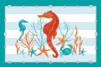 Coral Aqua I on Teal Fine Art Print