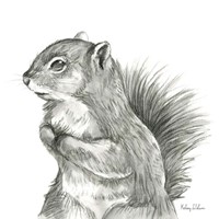 Watercolor Pencil Forest IV-Squirrel Fine Art Print