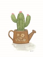 Watering Can Cactus Framed Print