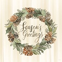 Sage Season's Greetings Wreath Fine Art Print