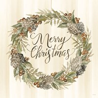 Sage Merry Christmas Wreath Fine Art Print