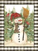 Snowman with Cardinals Fine Art Print