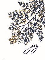Joy Navy Gold Leaves Fine Art Print