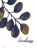 Kindness Navy Gold Leaves Fine Art Print