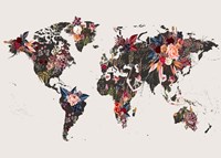 Worldmap Flowers Fine Art Print