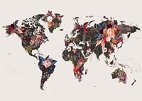 Worldmap Flowers Fine Art Print