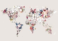 Worldmap Flowers (Light) Fine Art Print