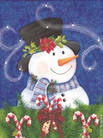 Snowman & Candy Canes Fine Art Print