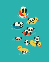 Tubing Pandas Fine Art Print