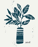 Monochrome Blue Botanical Sketches VI Fine Art Print