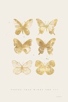 Six Gold Butterflies Fine Art Print