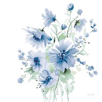 Secret Garden Bouquet I Blue Light Fine Art Print