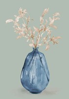 Cotton Stems In Blue Vase Fine Art Print