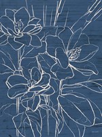 Floral Sketch on Navy I Framed Print