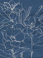 Floral Sketch on Navy II Fine Art Print