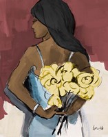 Girl With Yellow Roses Fine Art Print