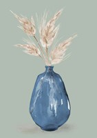 Oat Stems In Blue Vase Fine Art Print
