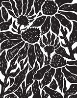 BW Floral Linocut Fine Art Print