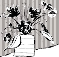 Floral Arrangement On Stripes Fine Art Print