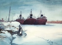 Frozen Dock Fine Art Print