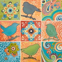Floral Bird Nine Patch Fine Art Print