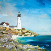 Lighthouse on the Rocky Shore I Fine Art Print