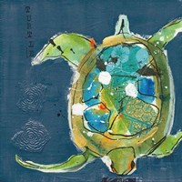 Chentes Turtle on Blue Framed Print