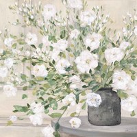 White Bouquet Gray Vase Fine Art Print