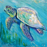 Sea Turtle Swim Light Flipped Fine Art Print