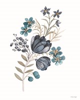 Blue Botanical Mums Fine Art Print