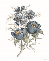 Blue Botanical Peonies Framed Print