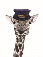 Train Conductor Giraffe Framed Print