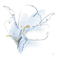 Blue and Gold Floral II Fine Art Print