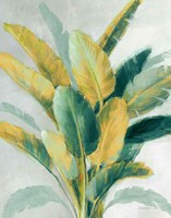 Greenhouse Palm II Teal Green and Gold Crop Fine Art Print