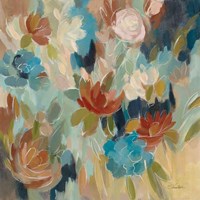 Blue and Sienna Floral Fine Art Print