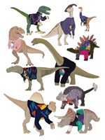 Dinosaurs in 80's Jumpers Fine Art Print