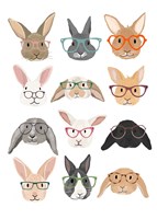 Rabbits in Glasses Fine Art Print