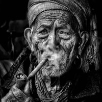 Elderly Smoker Fine Art Print