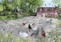 Chickens in a Yard Fine Art Print