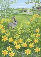 Easter Rabbit and Daffodils Fine Art Print