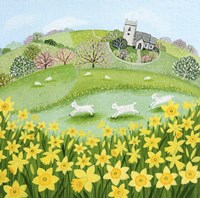 Lambs and Daffodils Fine Art Print