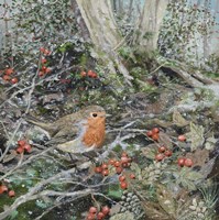Robin, Frost and Berries Fine Art Print