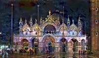 Venice Italy Patriarchal Cathedral Basilica of Saint Mark at night Fine Art Print