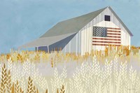 Wheat Fields Barn with Flag Fine Art Print