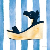 Beach Glam VII v2 Navy on Stripes Fine Art Print