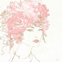 Floral Figures I Pink Gold Sq Fine Art Print