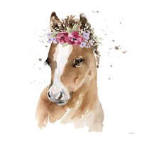 Floral Pony Pink Sq Framed Print