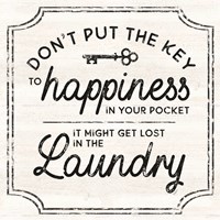 Laundry Art II-Key to Happiness Fine Art Print