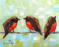 3 Robins on a Wire Framed Print