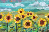 Sunflowers At Dusk Framed Print